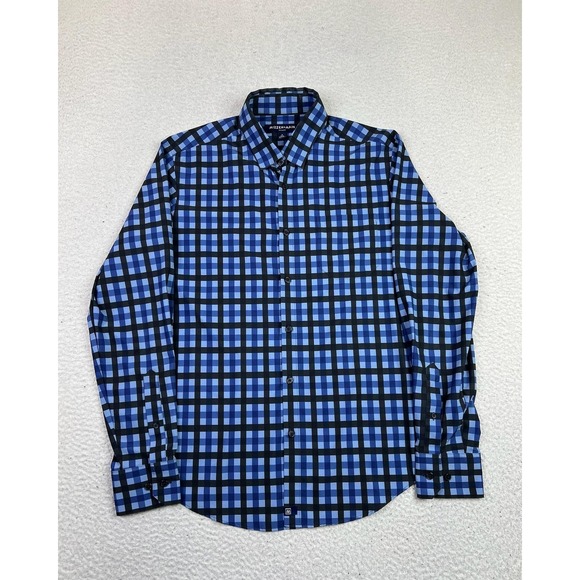 Mizzen+Main Leeward Dress Shirt Mens Small Blue Trim Fit Performance No Tuck - Picture 2 of 10